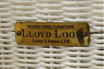 中古　美品　アンティーク家具ショップHandleオリジナル　Lusty's Japan LTD.　LLOYD LOOM(ロイドルーム)　Dinner(ディナー)　優しい白色の編み込みが魅力のアームチェア　定価約13万円　(R-085250)