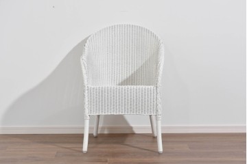 中古　美品　アンティーク家具ショップHandleオリジナル　Lusty's Japan LTD.　LLOYD LOOM(ロイドルーム)　Dinner(ディナー)　優しい白色の編み込みが魅力のアームチェア　定価約13万円相当　(R-085250)