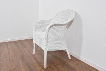 中古　美品　アンティーク家具ショップHandleオリジナル　Lusty's Japan LTD.　LLOYD LOOM(ロイドルーム)　Dinner(ディナー)　優しい白色の編み込みが魅力のアームチェア　定価約13万円相当　(R-085250)