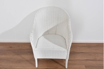 中古　美品　アンティーク家具ショップHandleオリジナル　Lusty's Japan LTD.　LLOYD LOOM(ロイドルーム)　Dinner(ディナー)　優しい白色の編み込みが魅力のアームチェア　定価約13万円相当　(R-085250)