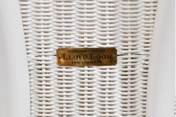 中古　美品　アンティーク家具ショップHandleオリジナル　Lusty's Japan LTD.　LLOYD LOOM(ロイドルーム)　Dinner(ディナー)　優しい白色の編み込みが魅力のアームチェア　定価約13万円相当　(R-085250)