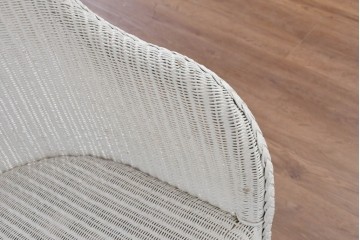 中古　美品　アンティーク家具ショップHandleオリジナル　Lusty's Japan LTD.　LLOYD LOOM(ロイドルーム)　Dinner(ディナー)　優しい白色の編み込みが魅力のアームチェア　定価約13万円相当　(R-085250)