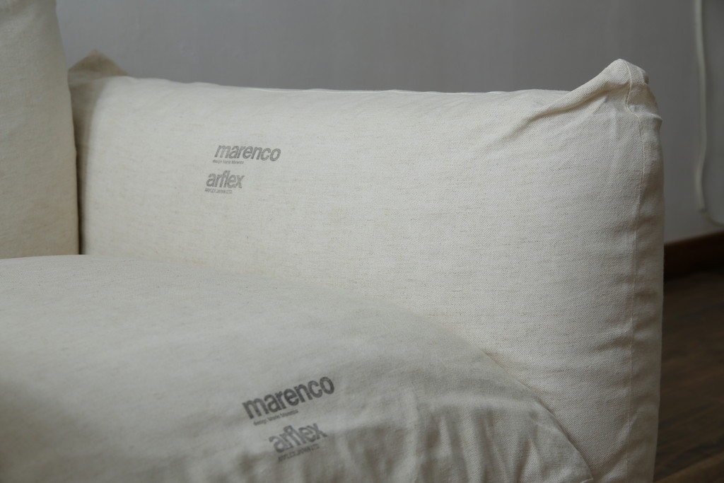 中古　arflex(アルフレックス)　MARENCO(マレンコ)　ふっくらとしたフォルムで座り心地も抜群な麻カバーの1人掛けソファ　(R-085253)