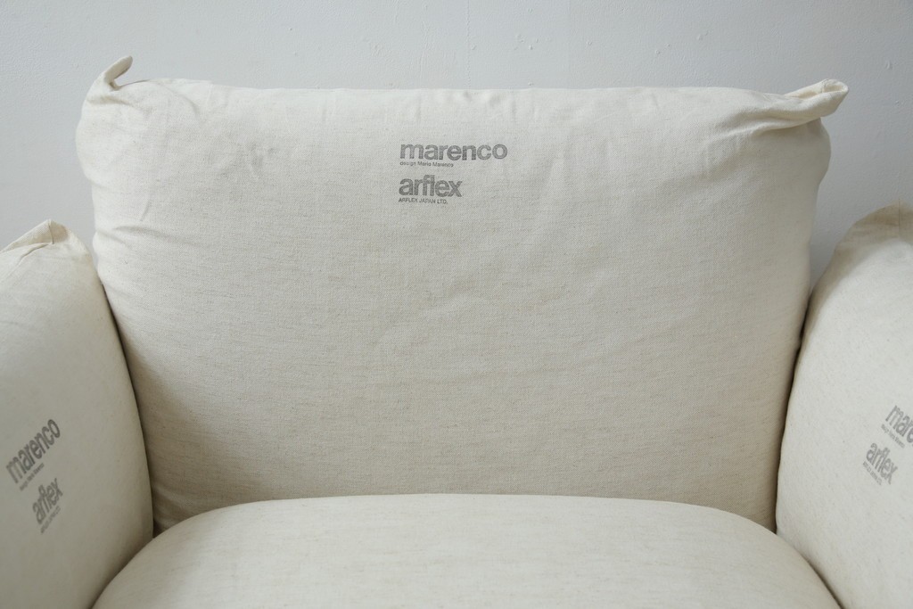 中古　arflex(アルフレックス)　MARENCO(マレンコ)　ふっくらとしたフォルムで座り心地も抜群な麻カバーの1人掛けソファ　(R-085253)