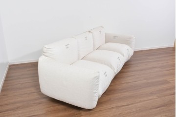 中古　arflex(アルフレックス)　MARENCO(マレンコ)　ふっくらとしたフォルムで座り心地も抜群な麻カバーの三人掛けソファ　定価約80万円相当　(R-085254)