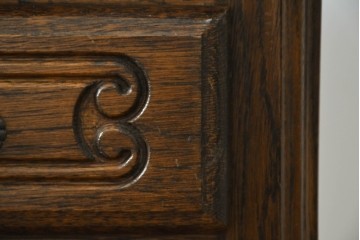 ベルギーヴィンテージ　オーク材　曲線的なフォルムがかわいらしい猫脚の片袖デスク　(R-085255)