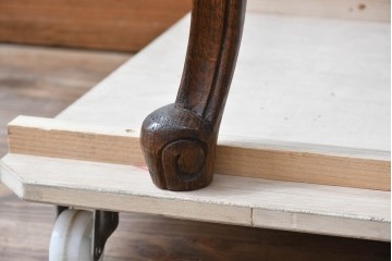 ベルギーヴィンテージ　オーク材　曲線的なフォルムがかわいらしい猫脚の片袖デスク　(R-085255)