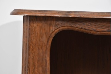 ベルギーヴィンテージ　オーク材　曲線デザインが優雅な猫脚デスク　(R-085255)