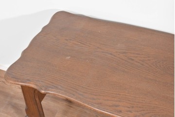 ベルギーヴィンテージ　オーク材　曲線デザインが優雅な猫脚デスク　(R-085255)