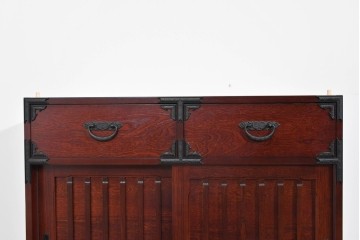 《天板取り付け加工費込み》中古　美品　和の品格感じる佇まいが魅力的な水屋箪笥サイドボード　(R-085262)