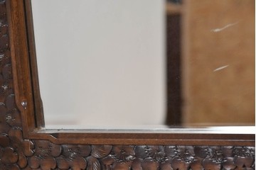 中古　美品　伝統工芸　軽井沢彫り　豪華な桜の立体彫刻が美しい特大鏡　(R-085266)