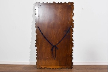 中古　美品　伝統工芸　軽井沢彫り　豪華な桜の立体彫刻が美しい特大鏡　(R-085266)