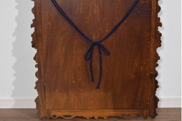 中古　美品　伝統工芸　軽井沢彫り　豪華な桜の立体彫刻が美しい特大鏡　(R-085266)