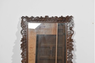 中古　美品　伝統工芸　軽井沢彫り　豪華な桜の立体彫刻が美しい特大鏡　(R-085266)