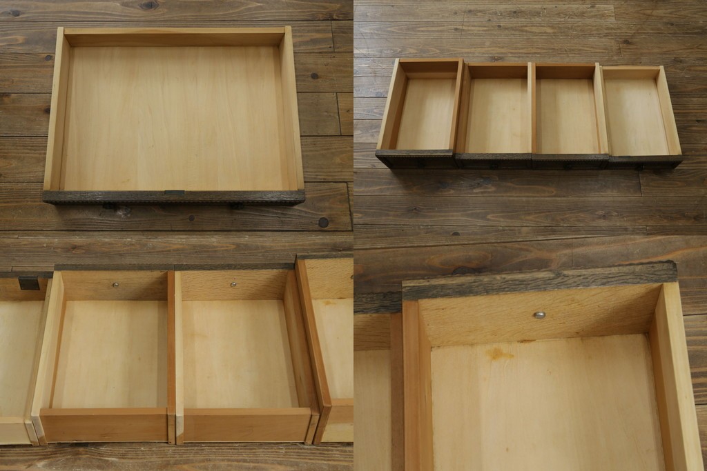 和製ヴィンテージ　神戸洋家具　ナラ材　単独使用可能なサイドキャビネット付きデスク　(R-085274)