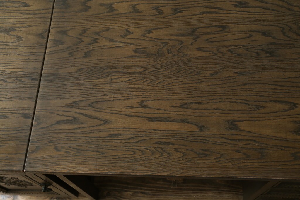 和製ヴィンテージ　神戸洋家具　ナラ材　単独使用可能なサイドキャビネット付きデスク　(R-085274)