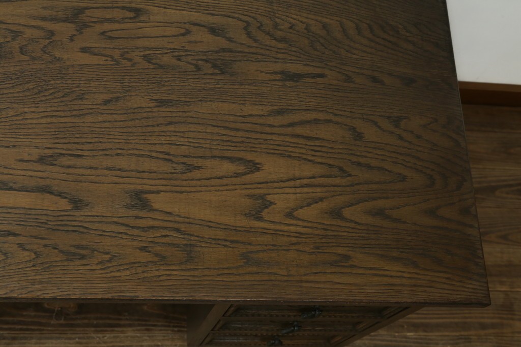 和製ヴィンテージ　神戸洋家具　ナラ材　単独使用可能なサイドキャビネット付きデスク　(R-085274)