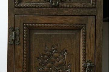 和製ヴィンテージ　神戸洋家具　ナラ材　単独使用可能なサイドキャビネット付きデスク　(R-085274)