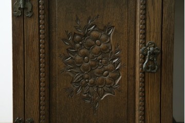 和製ヴィンテージ　神戸洋家具　ナラ材　単独使用可能なサイドキャビネット付きデスク　(R-085274)