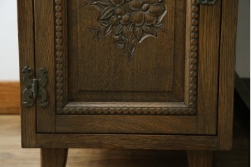 和製ヴィンテージ　神戸洋家具　ナラ材　単独使用可能なサイドキャビネット付きデスク　(R-085274)