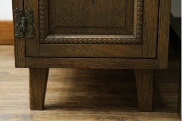 和製ヴィンテージ　神戸洋家具　ナラ材　単独使用可能なサイドキャビネット付きデスク　(R-085274)