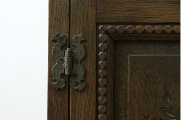 和製ヴィンテージ　神戸洋家具　ナラ材　単独使用可能なサイドキャビネット付きデスク　(R-085274)