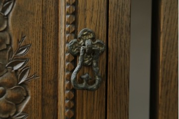 和製ヴィンテージ　神戸洋家具　ナラ材　単独使用可能なサイドキャビネット付きデスク　(R-085274)