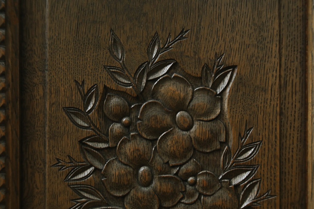 和製ヴィンテージ　神戸洋家具　ナラ材　単独使用可能なサイドキャビネット付きデスク　(R-085274)