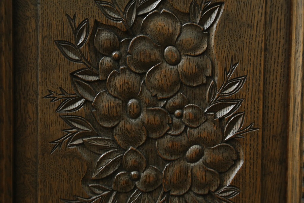 和製ヴィンテージ　神戸洋家具　ナラ材　単独使用可能なサイドキャビネット付きデスク　(R-085274)