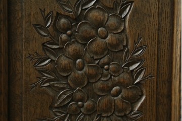 和製ヴィンテージ　神戸洋家具　ナラ材　単独使用可能なサイドキャビネット付きデスク　(R-085274)