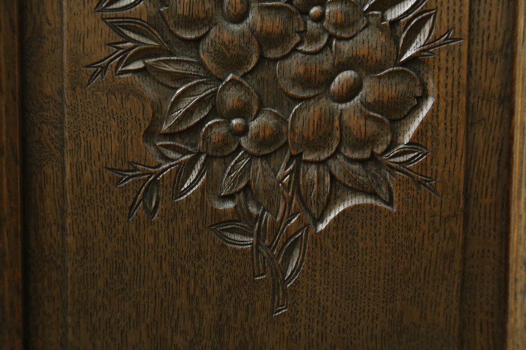 和製ヴィンテージ　神戸洋家具　ナラ材　単独使用可能なサイドキャビネット付きデスク　(R-085274)