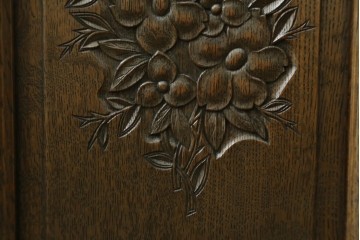 和製ヴィンテージ　神戸洋家具　ナラ材　単独使用可能なサイドキャビネット付きデスク　(R-085274)