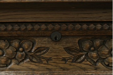 和製ヴィンテージ　神戸洋家具　ナラ材　単独使用可能なサイドキャビネット付きデスク　(R-085274)