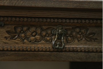 和製ヴィンテージ　神戸洋家具　ナラ材　単独使用可能なサイドキャビネット付きデスク　(R-085274)