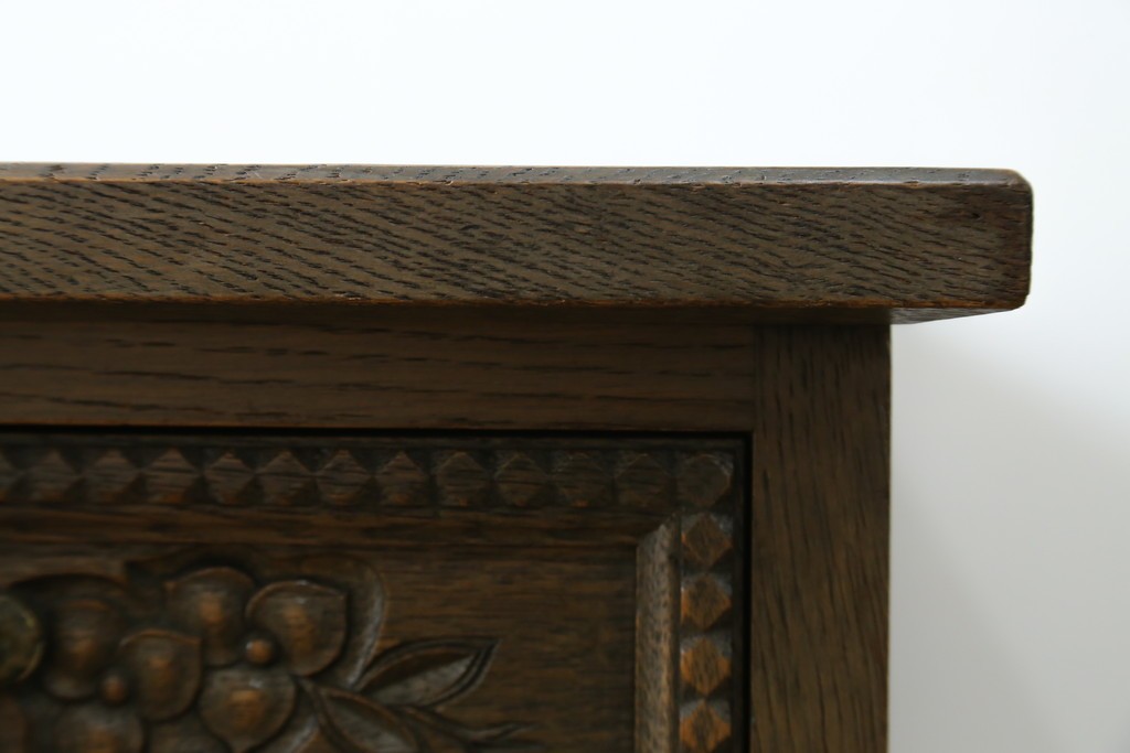 和製ヴィンテージ　神戸洋家具　ナラ材　単独使用可能なサイドキャビネット付きデスク　(R-085274)