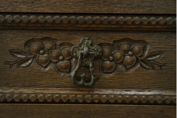 和製ヴィンテージ　神戸洋家具　ナラ材　単独使用可能なサイドキャビネット付きデスク　(R-085274)