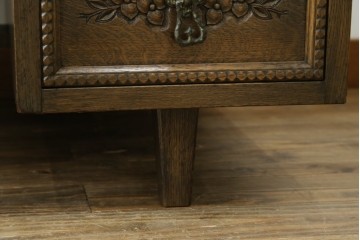 和製ヴィンテージ　神戸洋家具　ナラ材　単独使用可能なサイドキャビネット付きデスク　(R-085274)