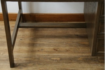 和製ヴィンテージ　神戸洋家具　ナラ材　単独使用可能なサイドキャビネット付きデスク　(R-085274)