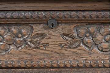 和製ヴィンテージ　神戸洋家具　ナラ材　単独使用可能なサイドキャビネット付きデスク　(R-085274)