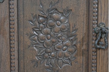 和製ヴィンテージ　神戸洋家具　ナラ材　単独使用可能なサイドキャビネット付きデスク　(R-085274)