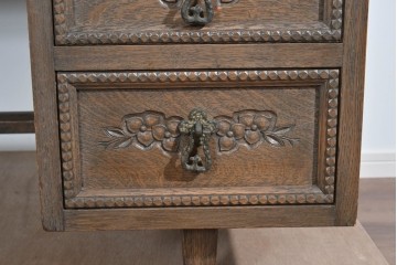 和製ヴィンテージ　神戸洋家具　ナラ材　単独使用可能なサイドキャビネット付きデスク　(R-085274)