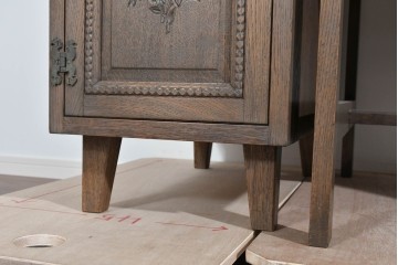 和製ヴィンテージ　神戸洋家具　ナラ材　単独使用可能なサイドキャビネット付きデスク　(R-085274)