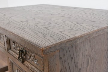 和製ヴィンテージ　神戸洋家具　ナラ材　単独使用可能なサイドキャビネット付きデスク　(R-085274)