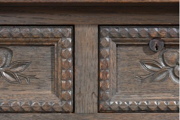 和製ヴィンテージ　神戸洋家具　ナラ材　単独使用可能なサイドキャビネット付きデスク　(R-085274)