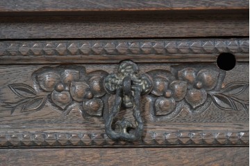 和製ヴィンテージ　神戸洋家具　ナラ材　単独使用可能なサイドキャビネット付きデスク　(R-085274)