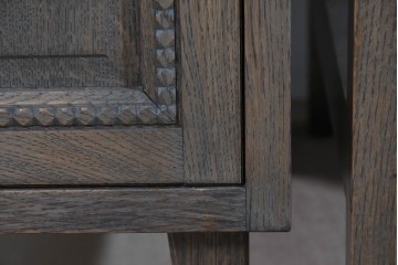 和製ヴィンテージ　神戸洋家具　ナラ材　単独使用可能なサイドキャビネット付きデスク　(R-085274)