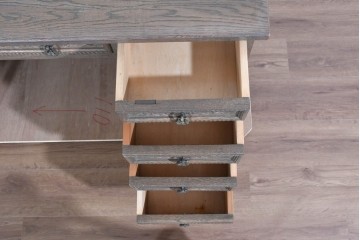 和製ヴィンテージ　神戸洋家具　ナラ材　単独使用可能なサイドキャビネット付きデスク　(R-085274)