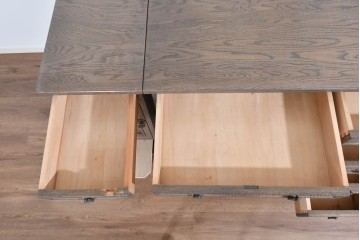 和製ヴィンテージ　神戸洋家具　ナラ材　単独使用可能なサイドキャビネット付きデスク　(R-085274)