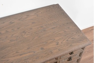 和製ヴィンテージ　神戸洋家具　ナラ材　単独使用可能なサイドキャビネット付きデスク　(R-085274)