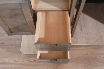 和製ヴィンテージ　神戸洋家具　ナラ材　単独使用可能なサイドキャビネット付きデスク　(R-085274)